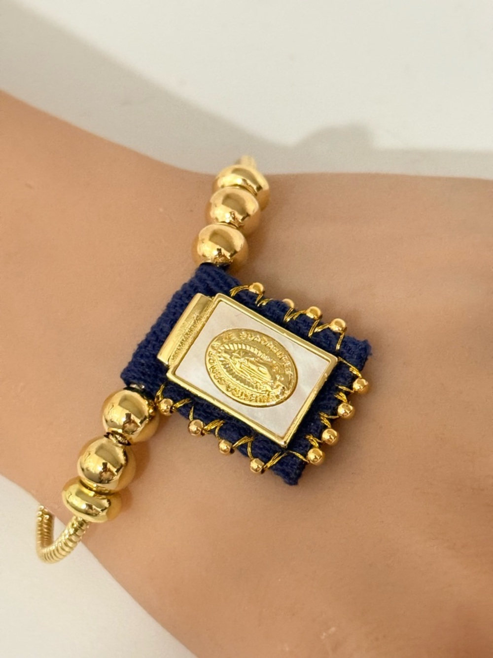 Handmade Guadalupe Bracelet Gold Pendant Bracelet - Picture 5 of 5